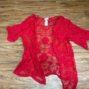 Red lace kimono
